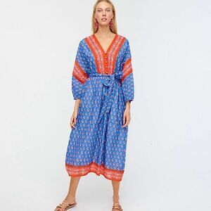 J. Crew Beachwear Floral Blockprint and Bandanna Printed Maxi Dress Size Medium